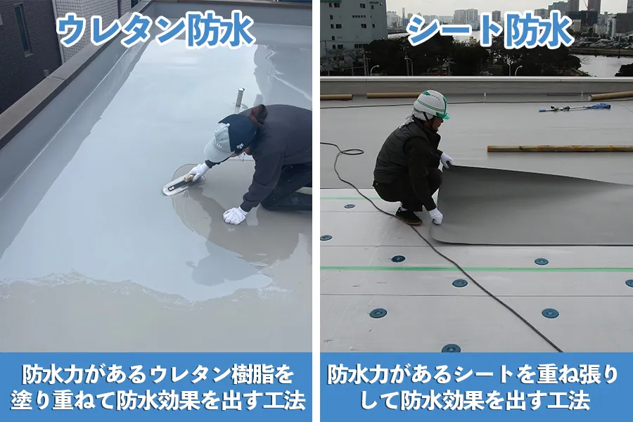 シート防水とウレタン防水の違い