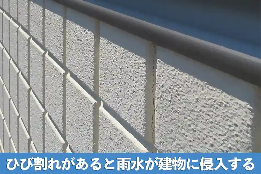 ひび割れがあると雨水が建物に侵入する