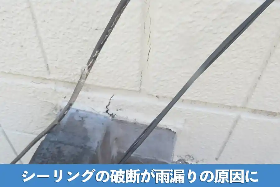 シーリングの破断が雨漏りの原因に