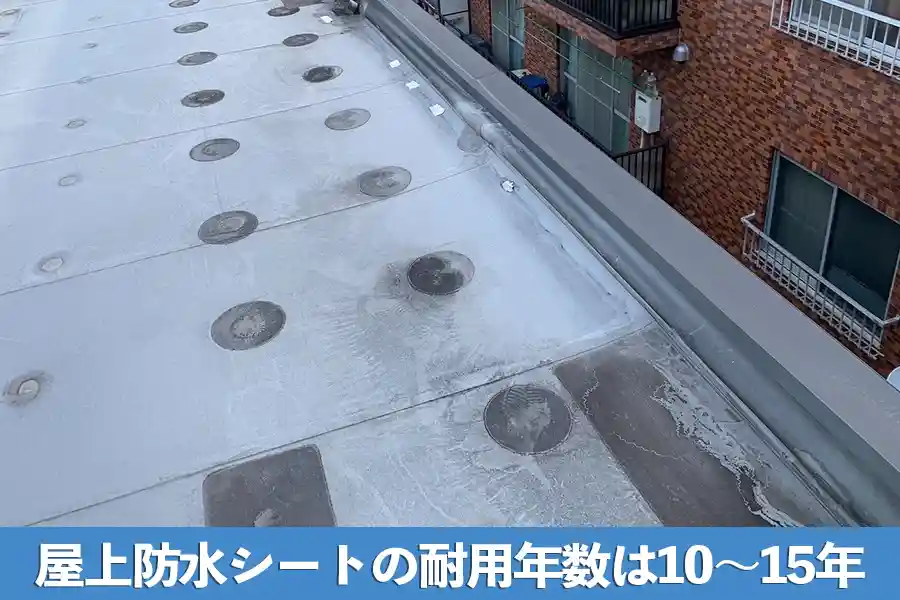 屋上防水シートの耐用年数は10～15年